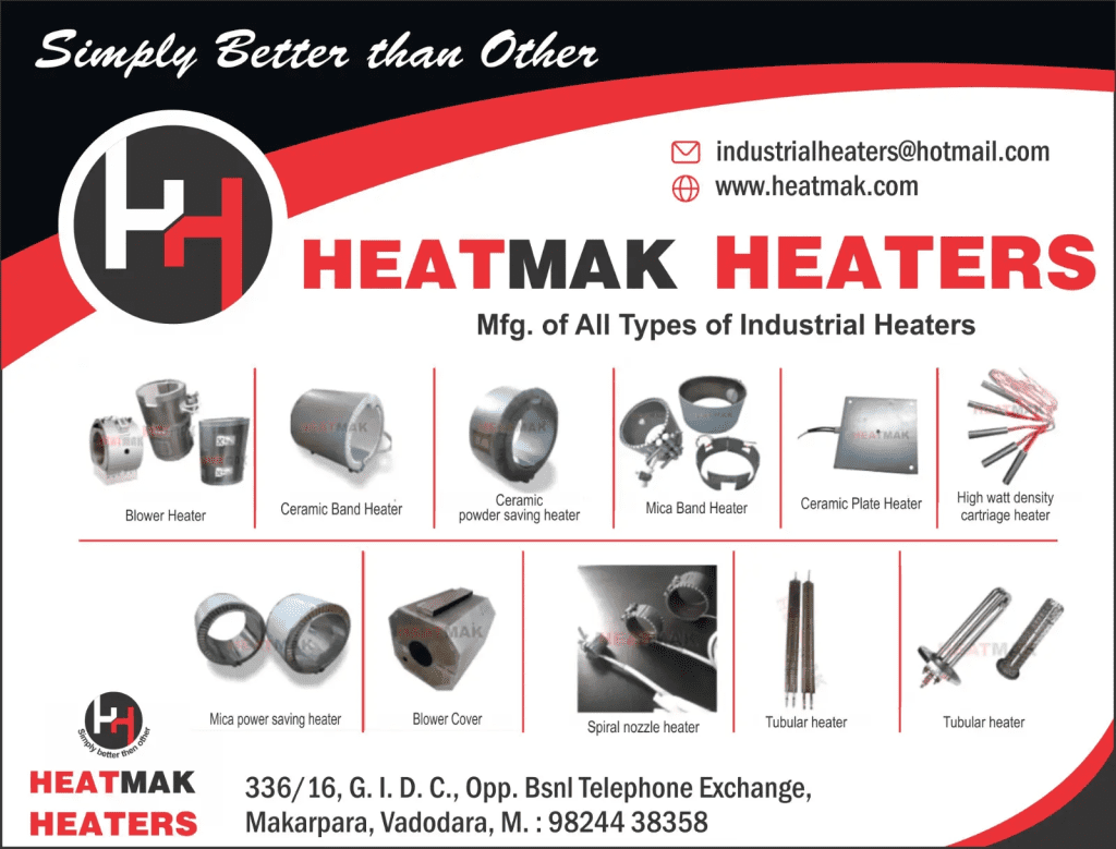 Heatmak Heaters ceramic band heater, mica band heater, tubular heater, cartridge heater manufacturer Vadodara Gujarat